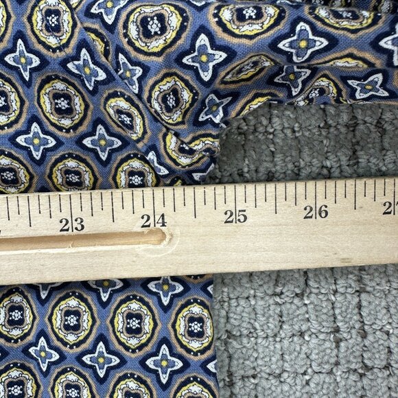 Knightsbridge Shirt Mens Size Large Blue Yellow Button Down Batik Short Sleeve - Picture 5 of 9